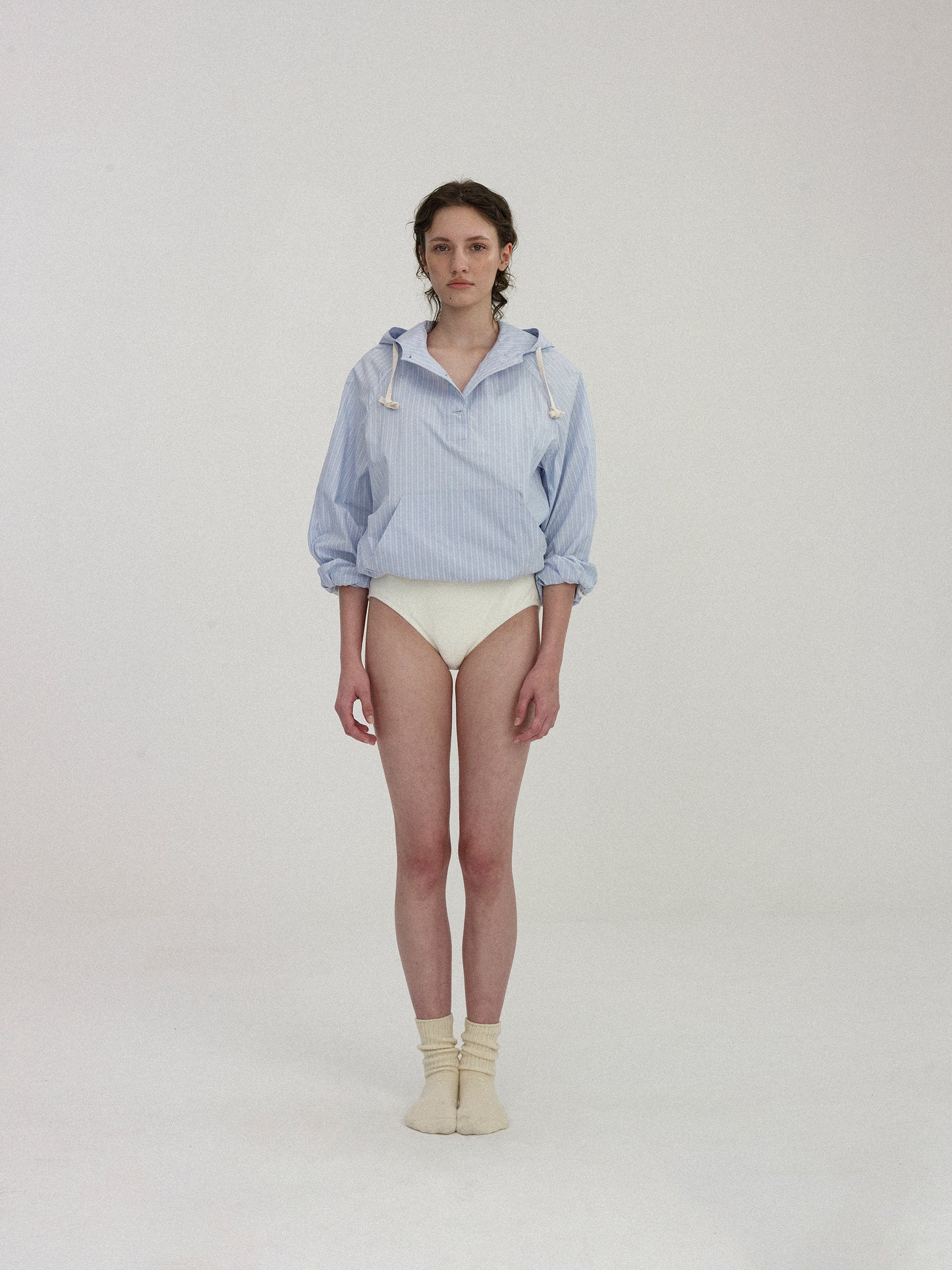 NOTHING WRITTEN - Castel Hoodie Anorak (Blue Stripe)