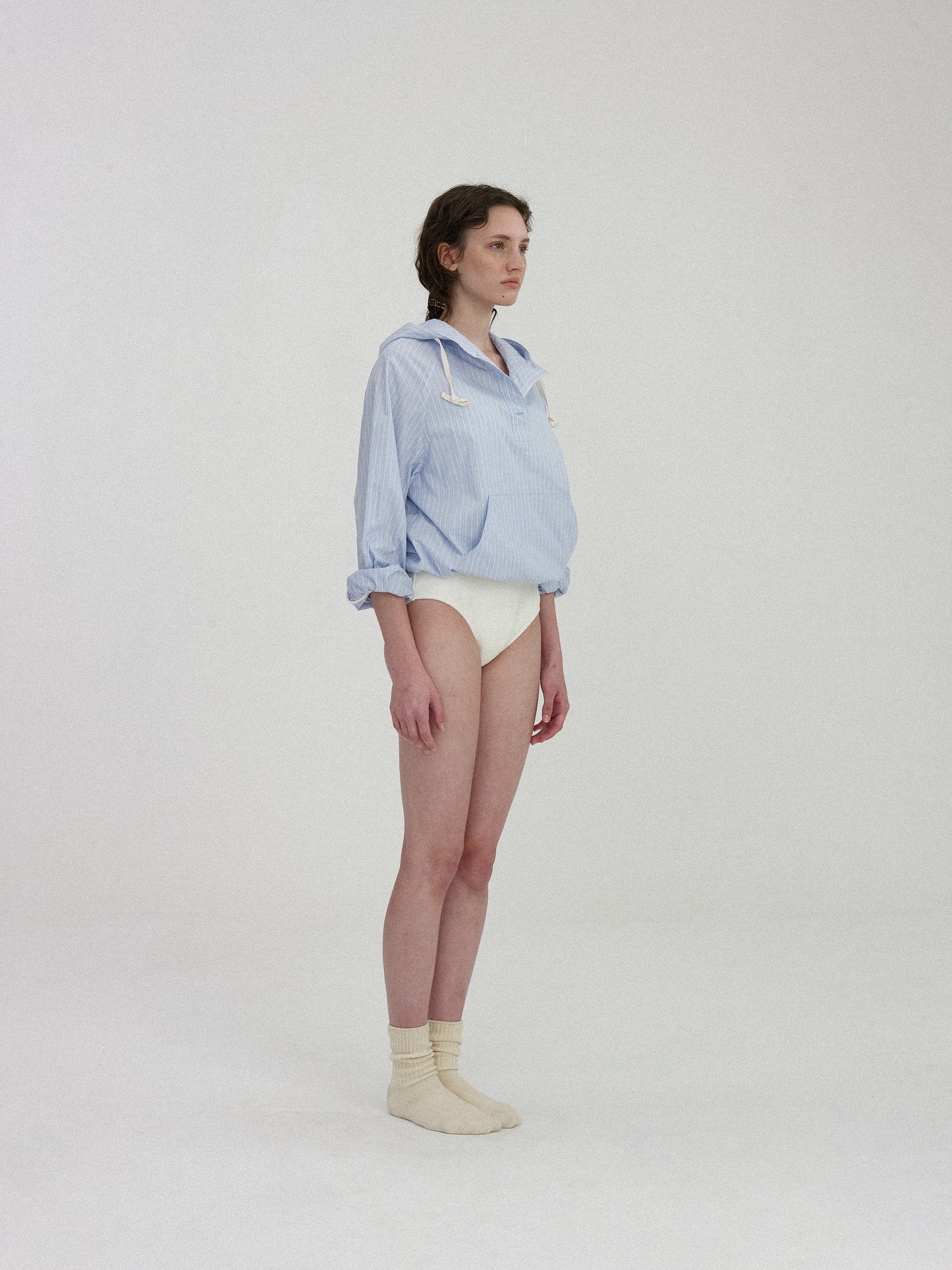 NOTHING WRITTEN - Castel Hoodie Anorak (Blue Stripe)