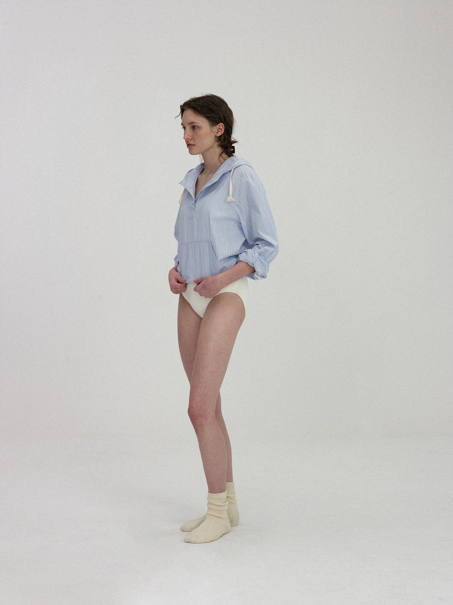 NOTHING WRITTEN - Castel Hoodie Anorak (Blue Stripe)