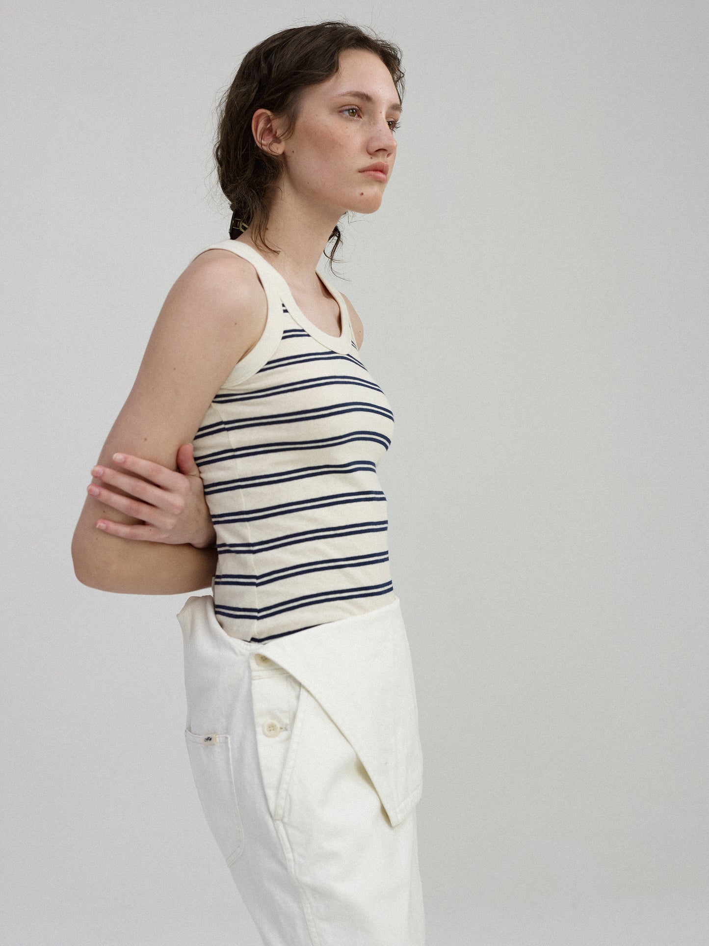 NOTHING WRITTEN - Tilly Stripe Sleeveless (Off White / Navy)