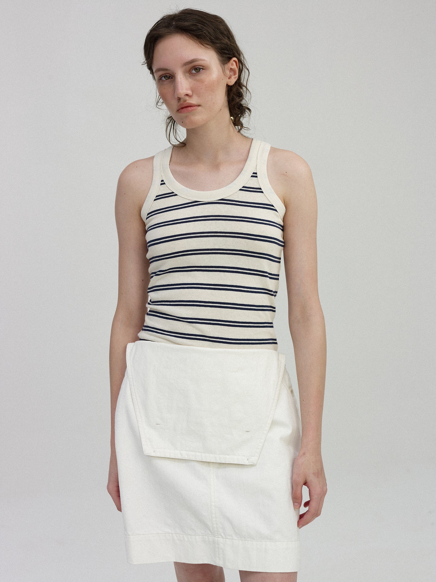 NOTHING WRITTEN - Tilly Stripe Sleeveless (Off White / Navy)