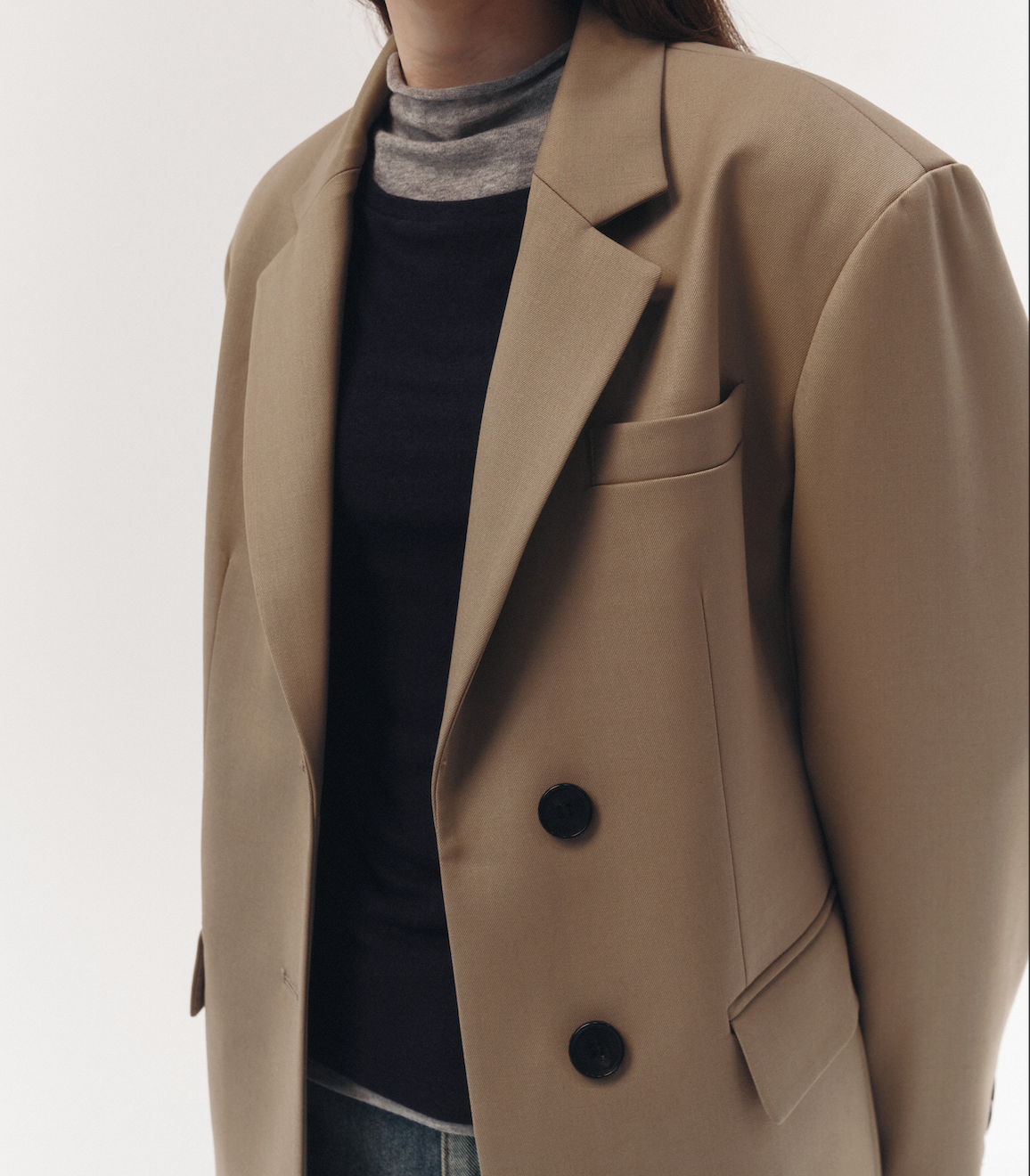 Essential 2 扣羊毛西装外套(沙米色)