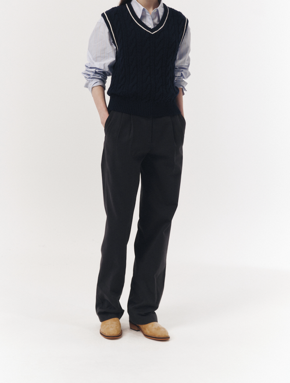 Semi-wide Chino Slacks (Charcoal Grey)