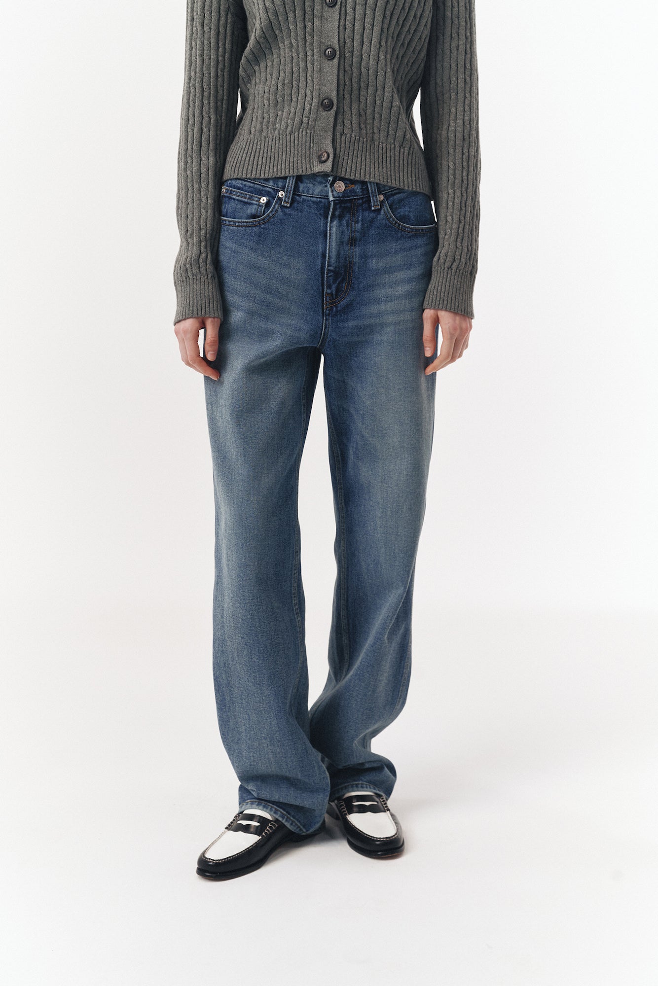 90's Wide Leg Jeans (Brushed Blue)