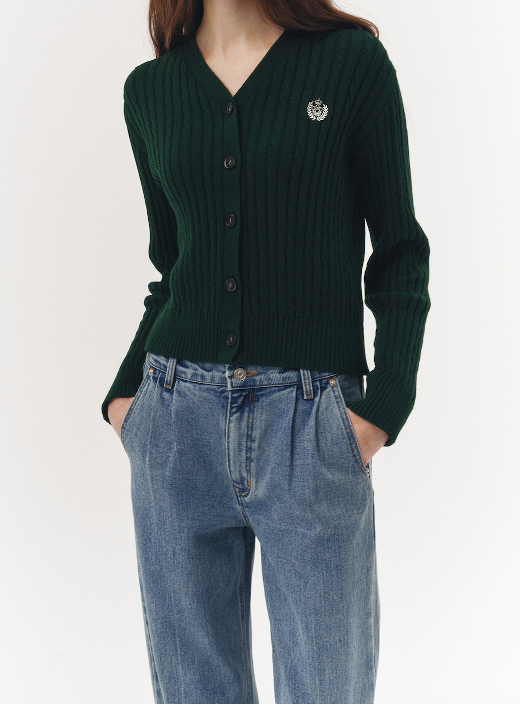 Semi-wide Tucked Jeans (Light Blue)