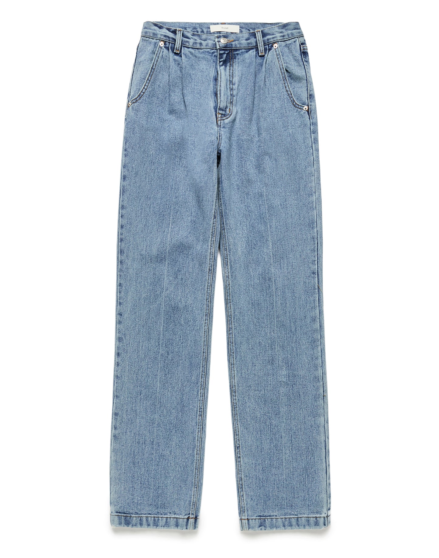 Semi-wide Tucked Jeans (Light Blue)