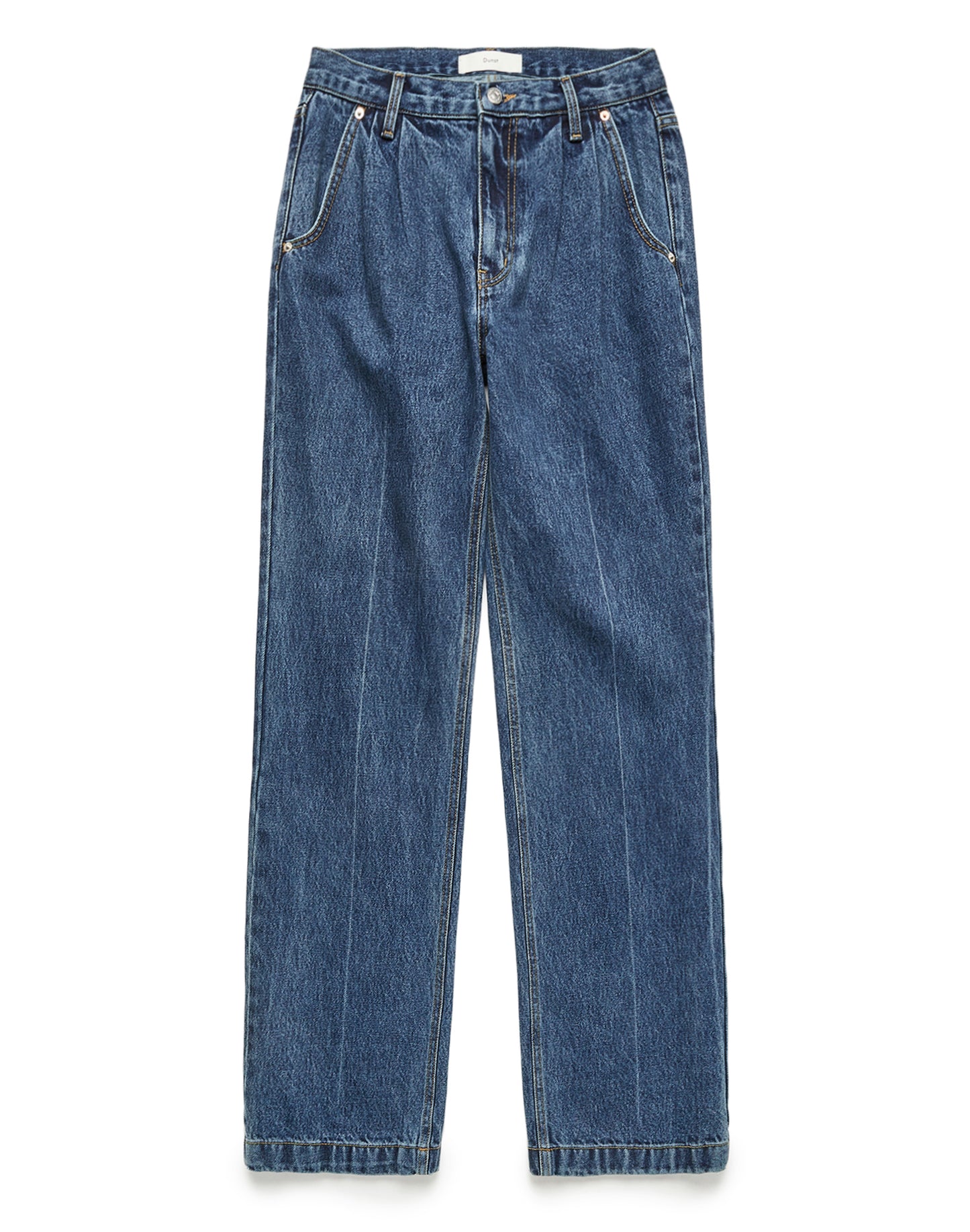 Semi-wide Tucked Jeans (Mid Blue)