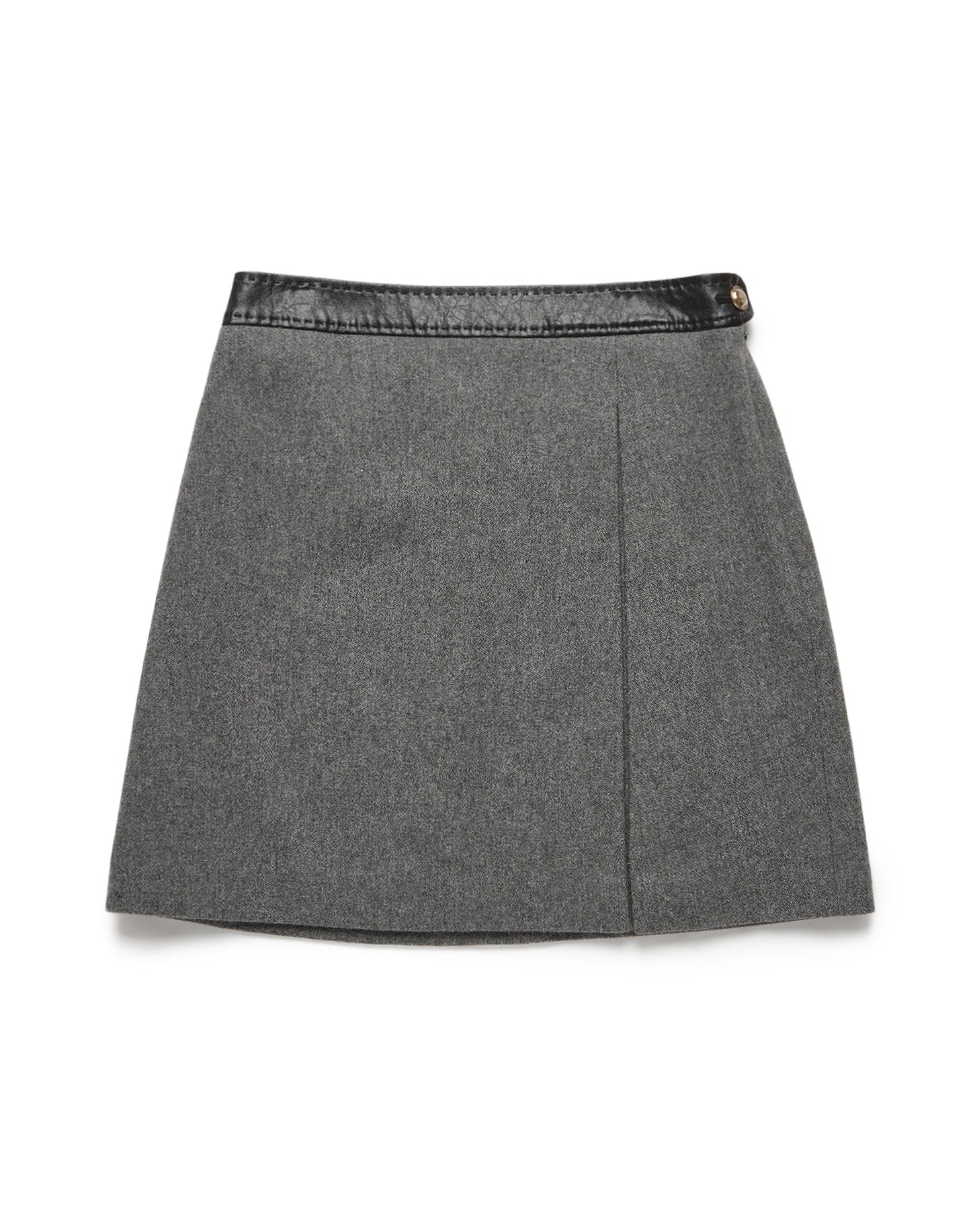 Leather Point A-line Mini Skirt (Charcoal Grey)