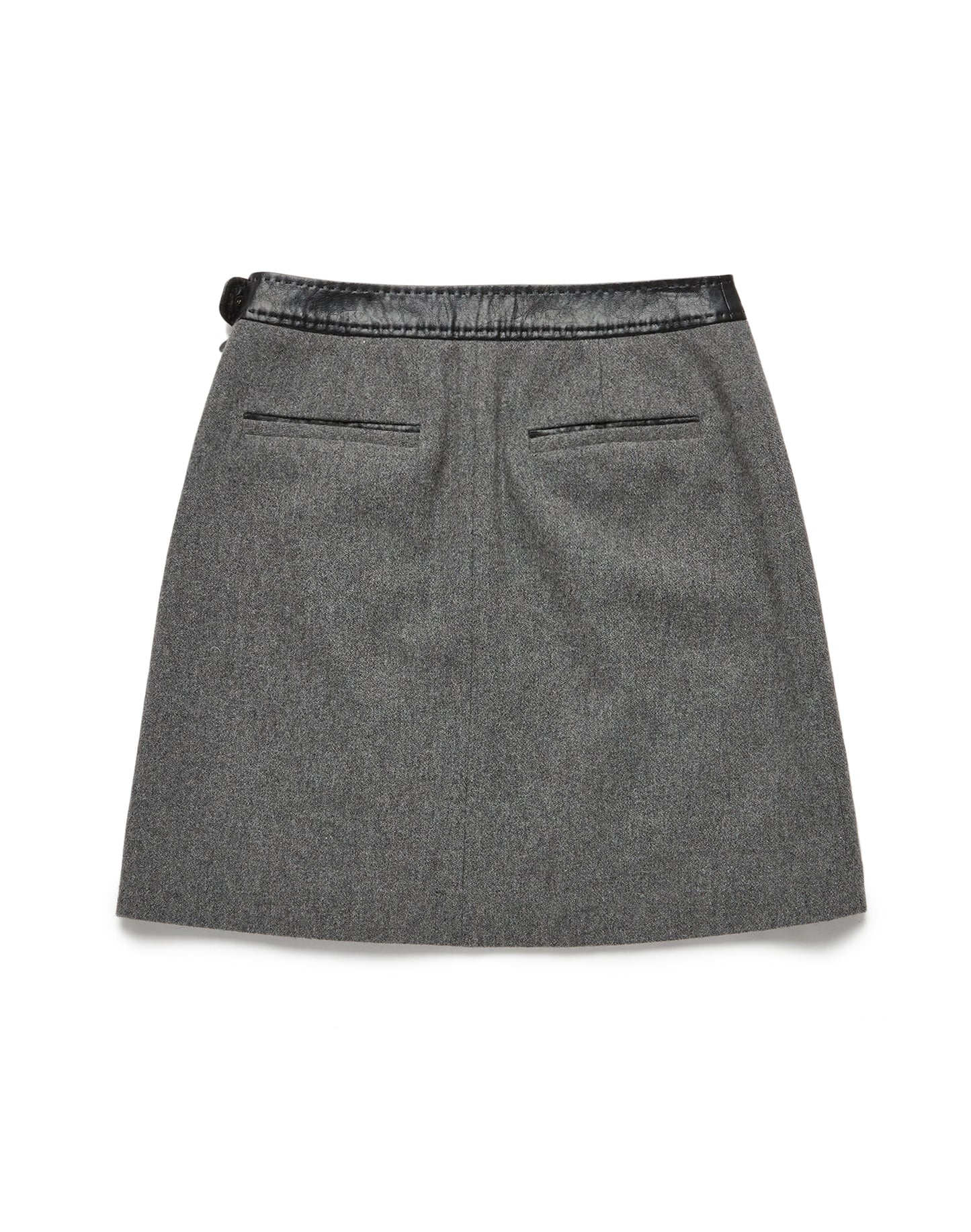 Leather Point A-line Mini Skirt (Charcoal Grey)