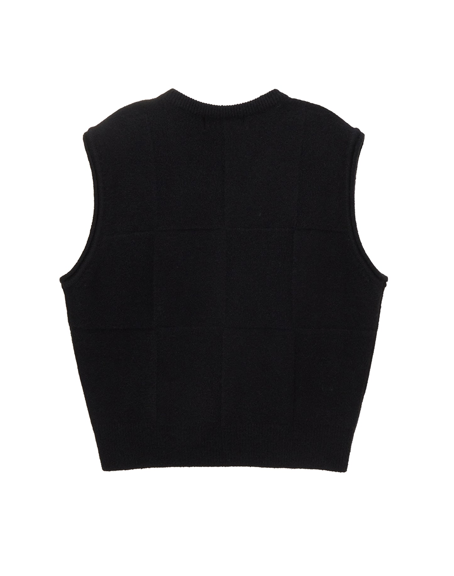 Unisex Divide V-Neck Wool Vest (Black)