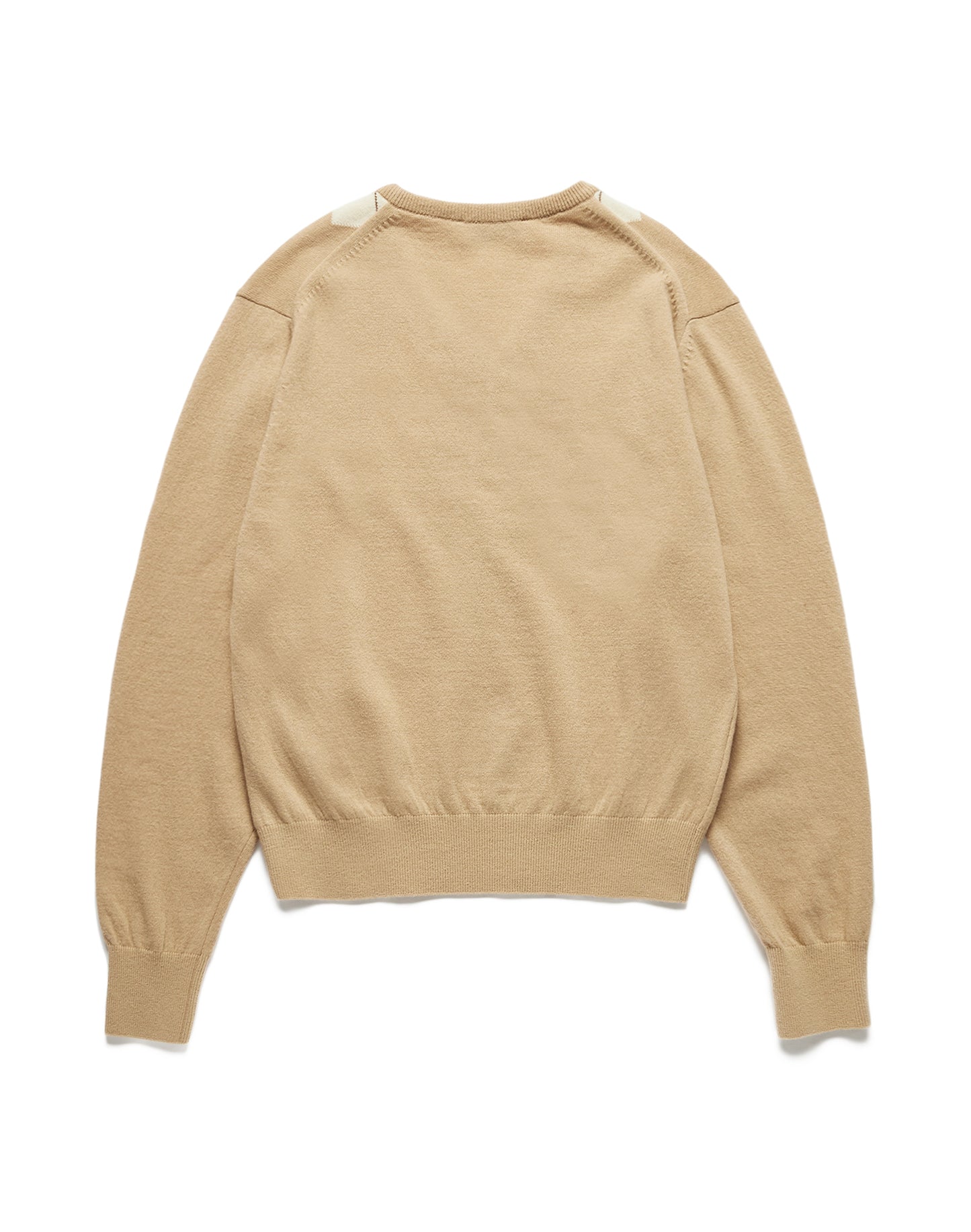 Unisex V-neck Argyle Sweater (Beige)