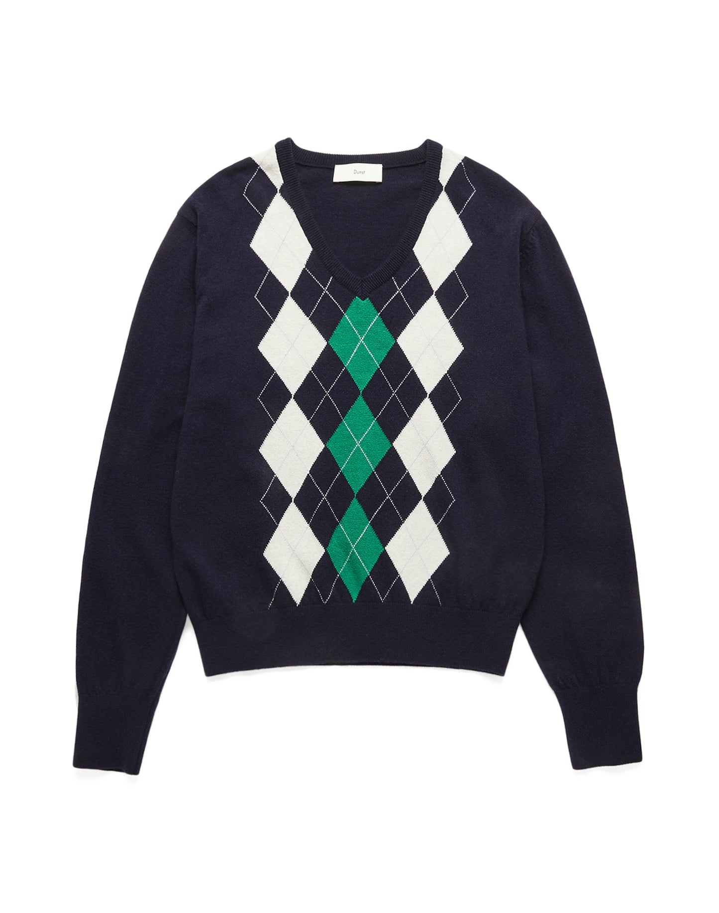 Unisex V-neck Argyle Sweater (Navy)
