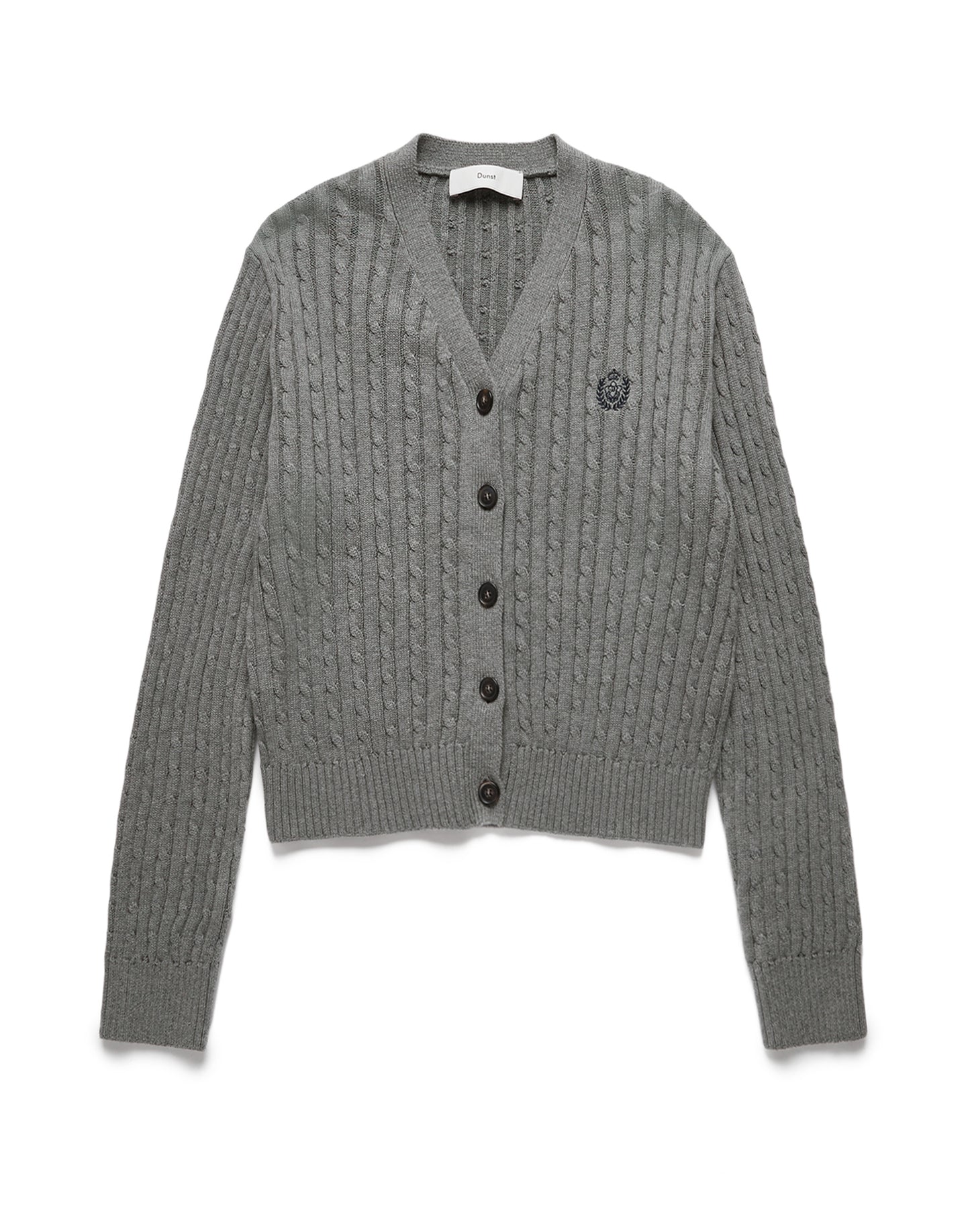 Crest Logo Cable Cardigan (Melange Grey)