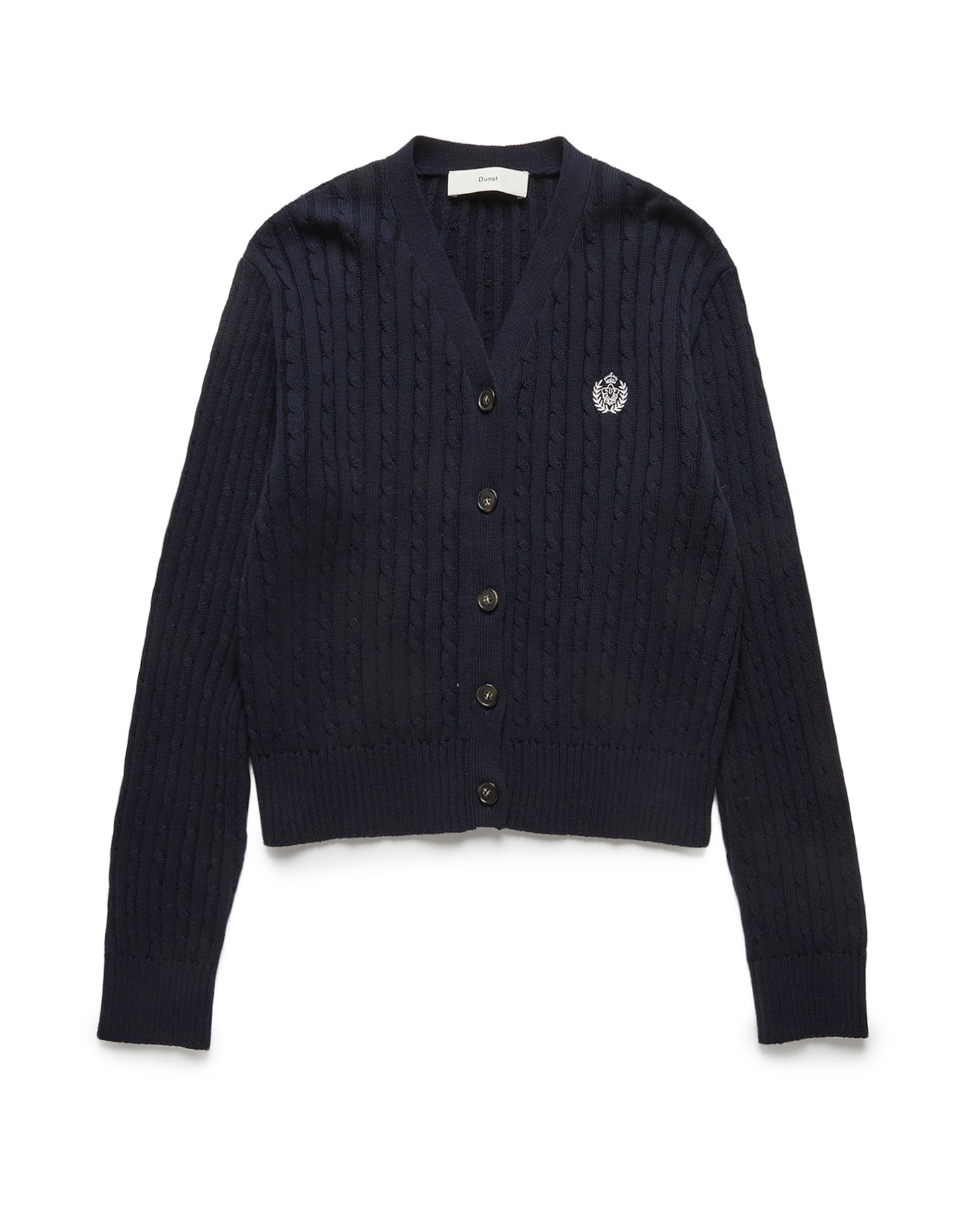 Crest Logo Cable Cardigan (French Navy)