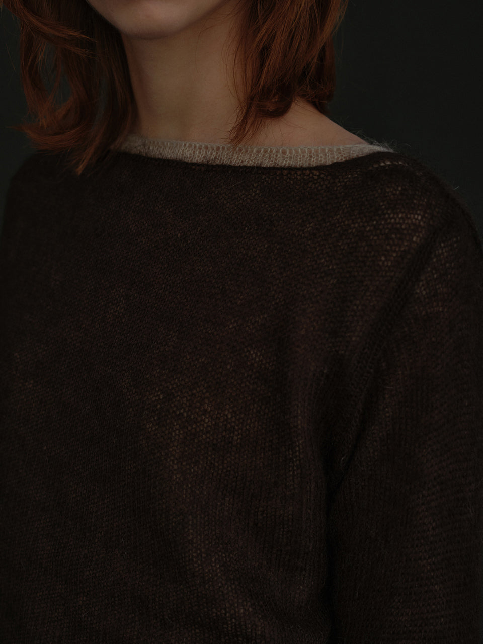 Mohair Boatneck Knit (Coffee Bean)