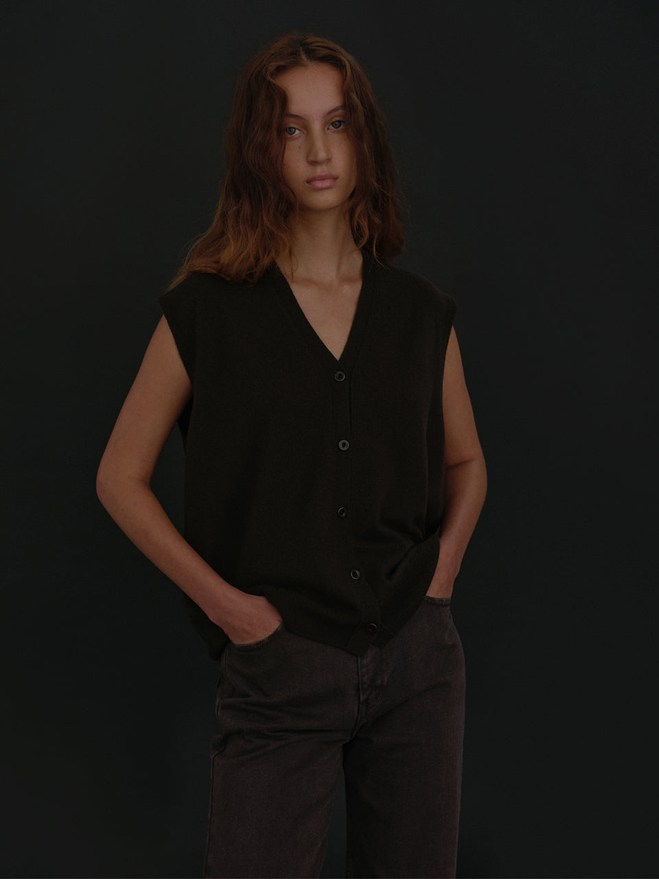 Open Knit Vest (Seal Brown)