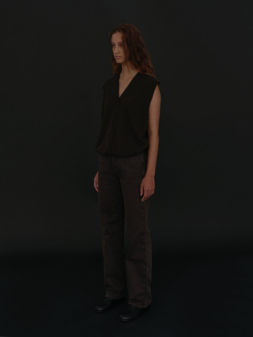 Open Knit Vest (Seal Brown)