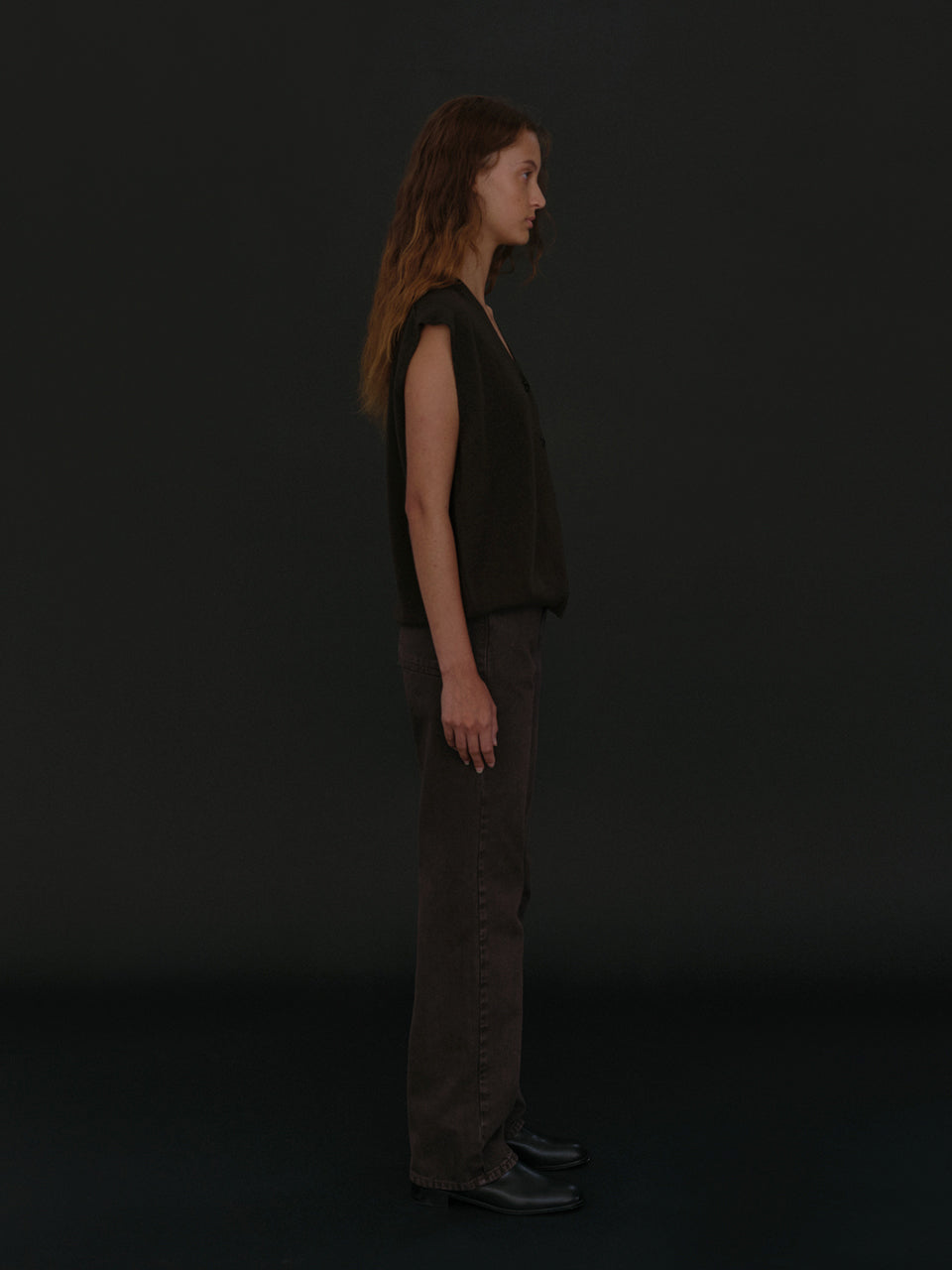 Open Knit Vest (Seal Brown)