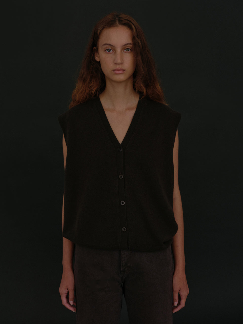 Open Knit Vest (Seal Brown)