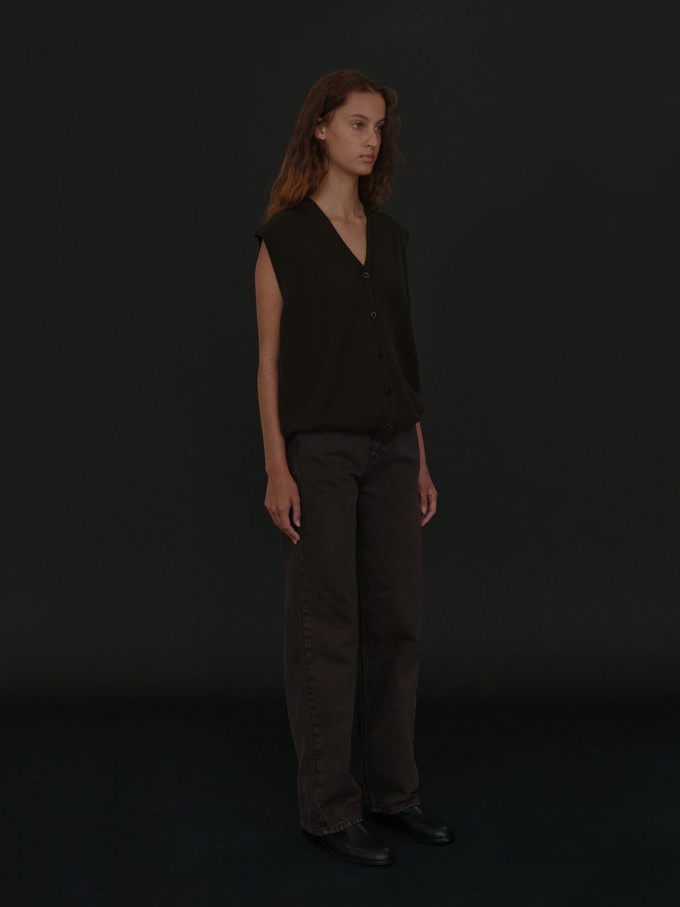 Open Knit Vest (Seal Brown)