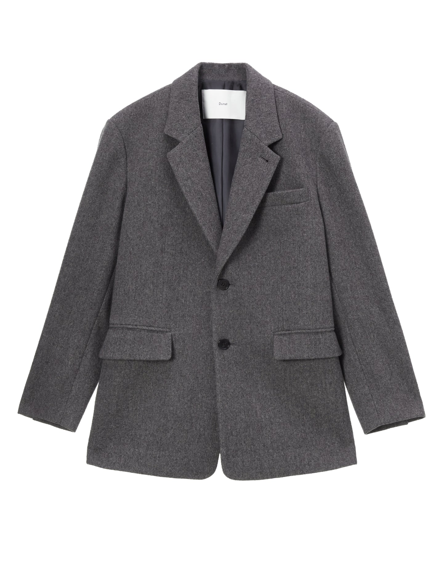 Unisex New Classic 2 Button Wool Blazer (Charcoal Herringbone)