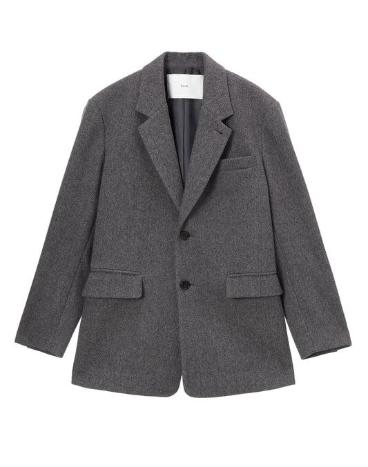 Unisex New Classic 2 Button Wool Blazer (Charcoal Herringbone)