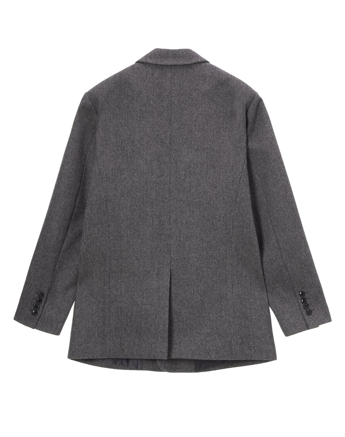 Unisex New Classic 2 Button Wool Blazer (Charcoal Herringbone)