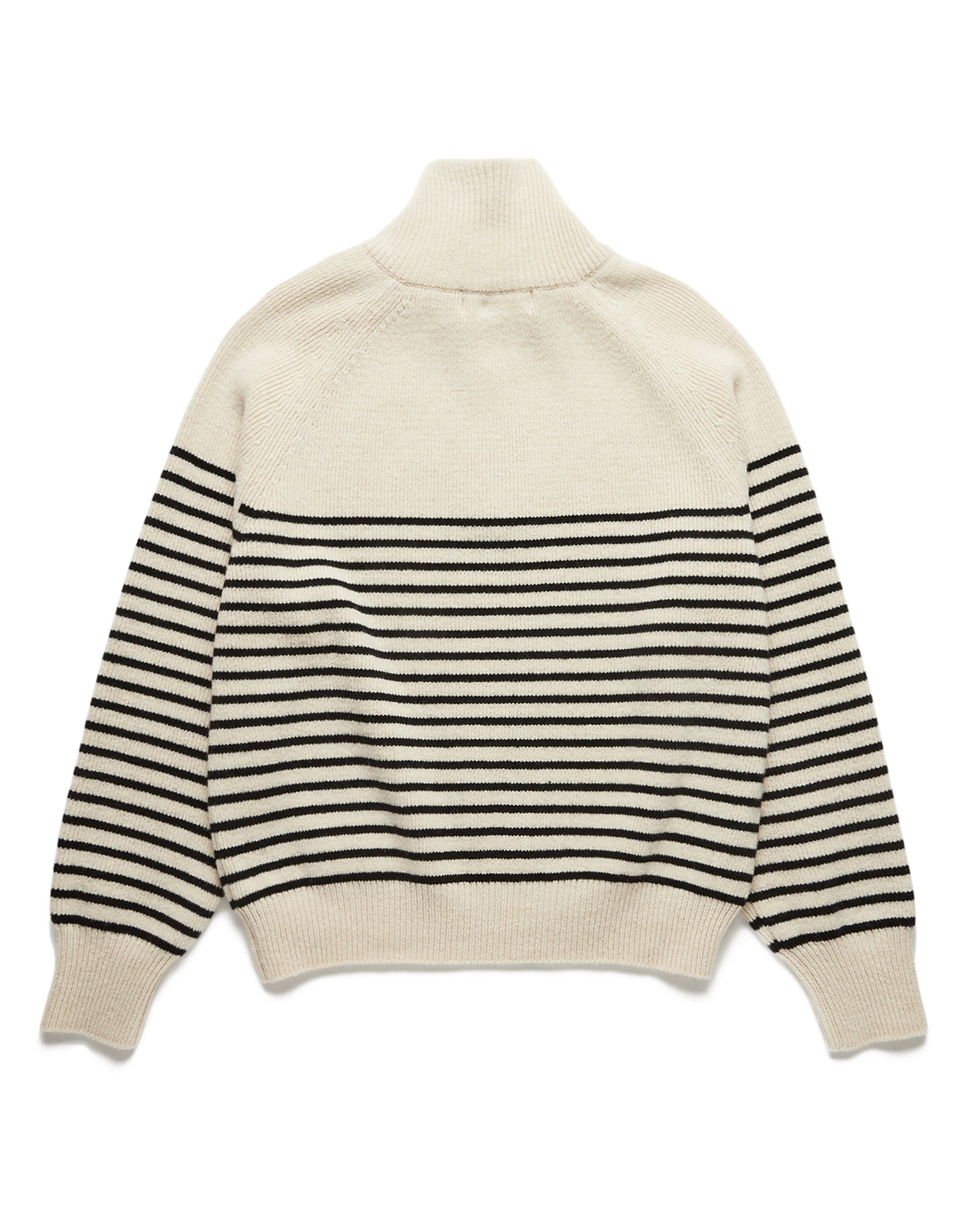 Unisex Half Zip-up Stripe Knit (Cream / Black)