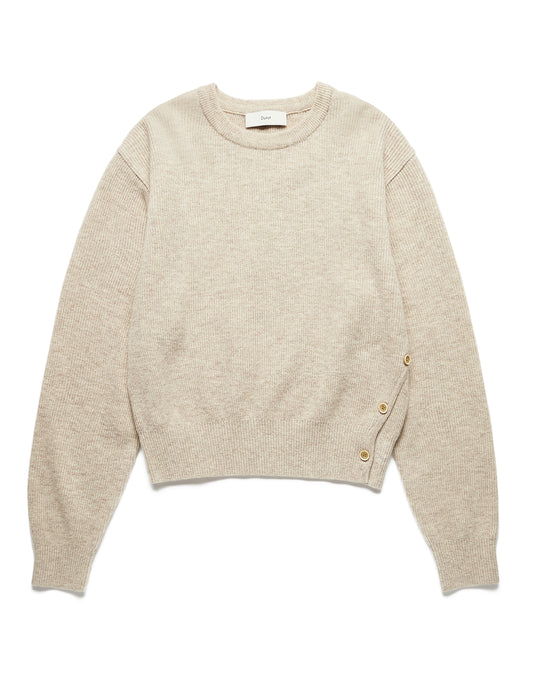 Unisex Buttoned Crewneck Sweater (Oatmeal Melange)