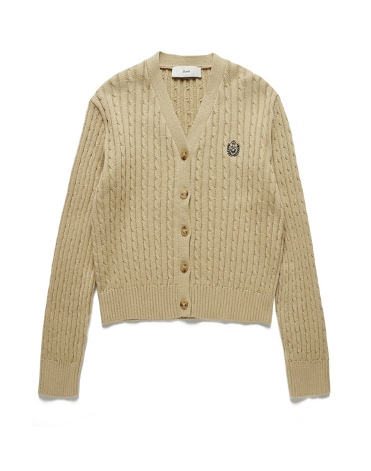 Crest Logo Cable Cardigan (Beige)