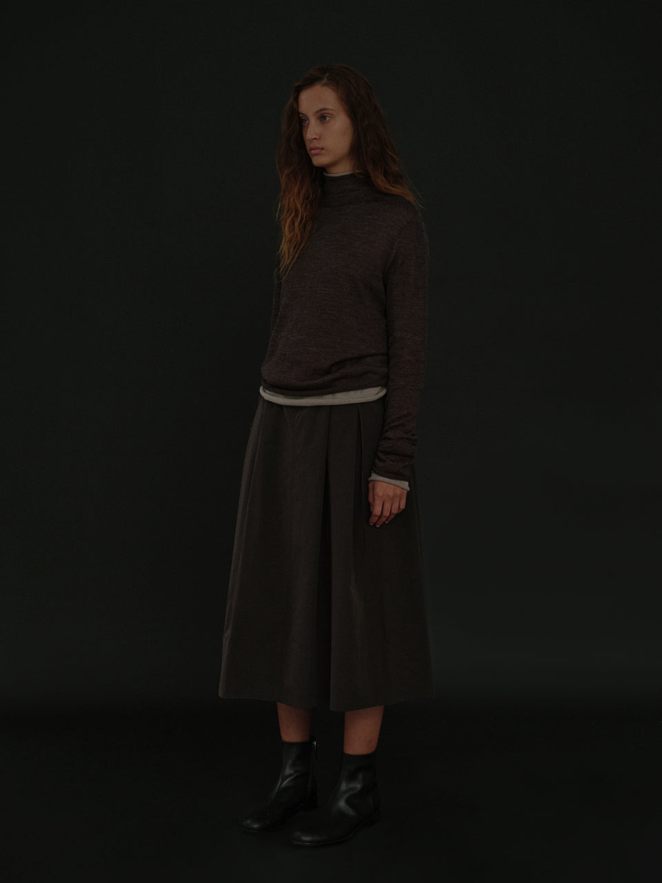 Belted Skirt (Smoke Brown)