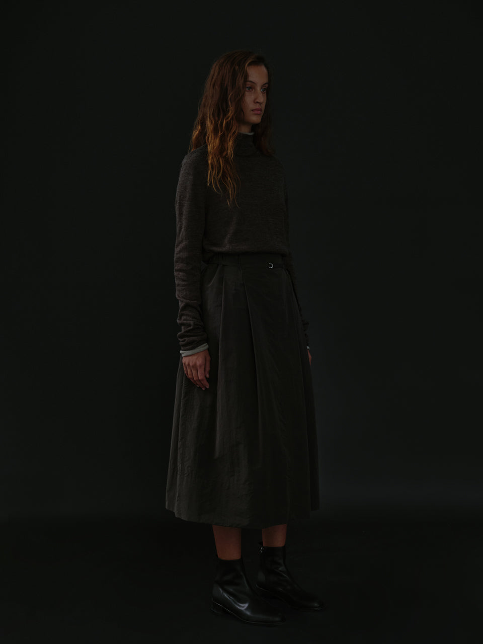 Belted Skirt (Smoke Brown)