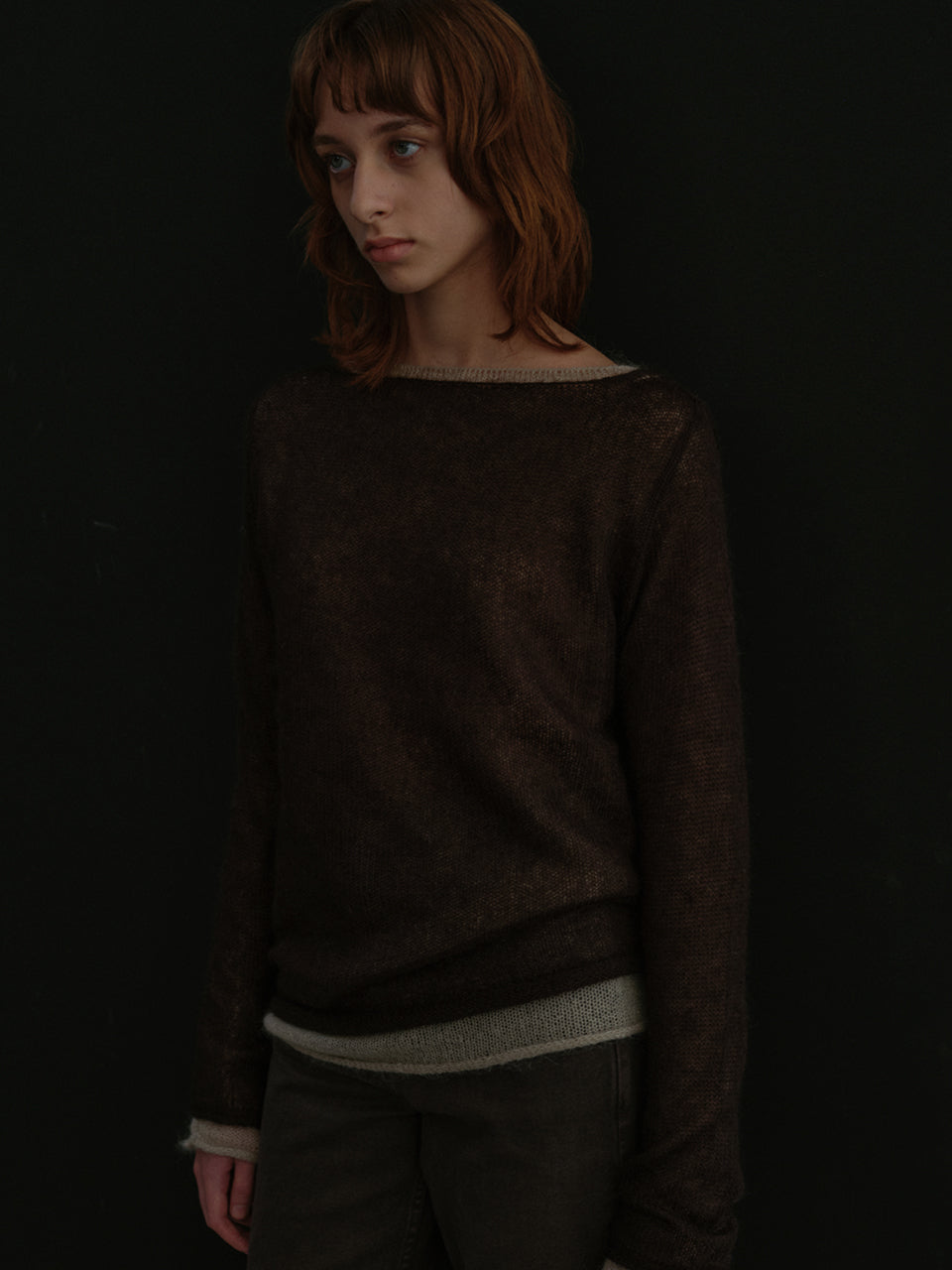 Mohair Boatneck Knit (Coffee Bean)