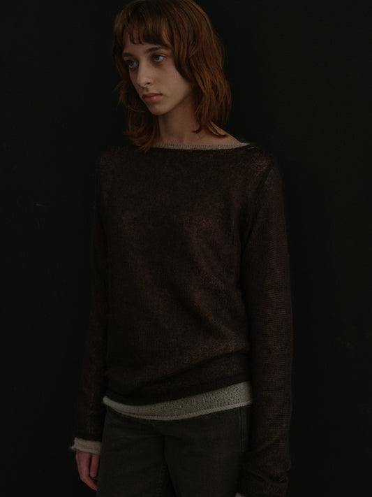 Mohair Boatneck Knit (Coffee Bean)