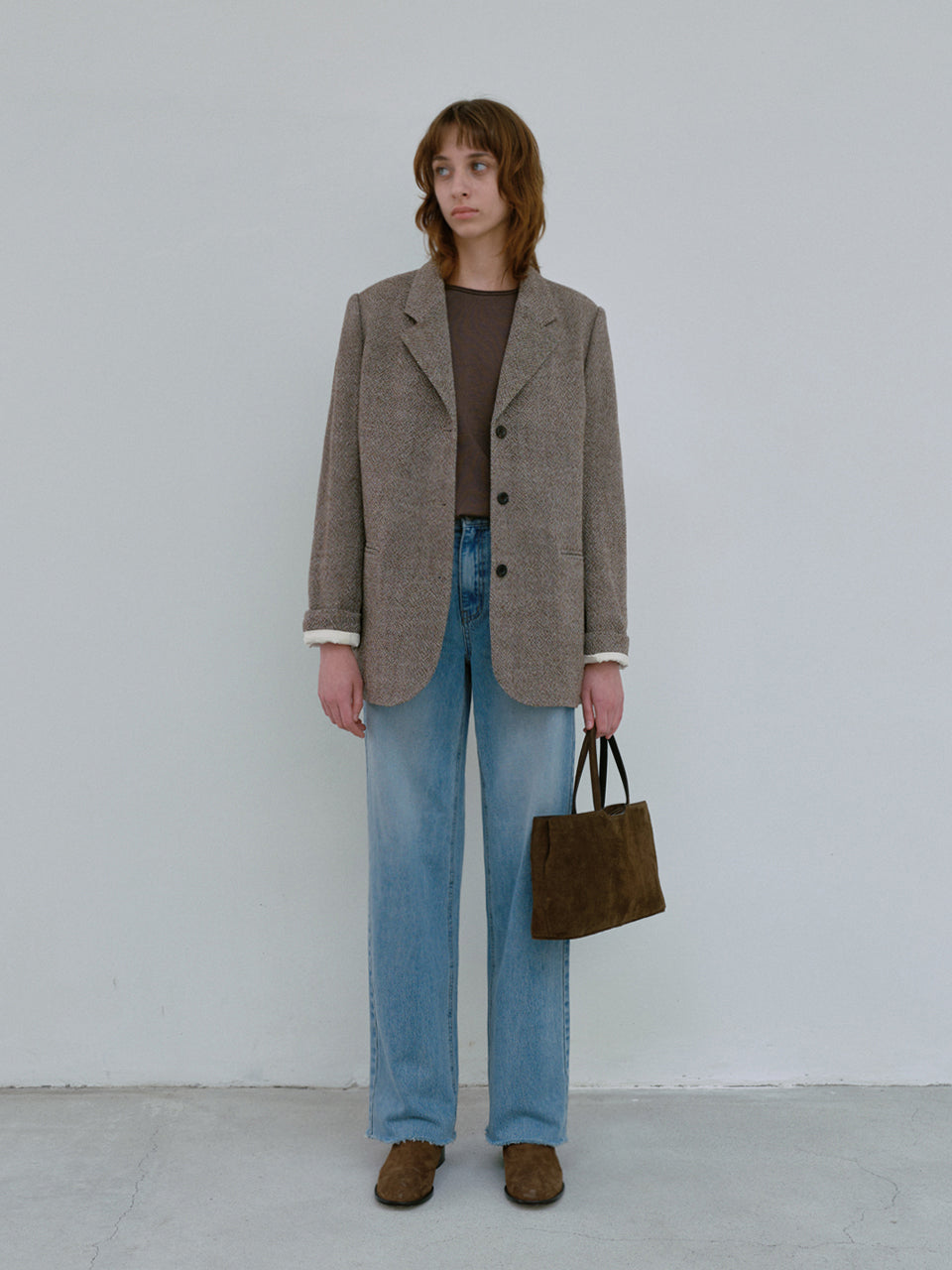 Wool Single Jacket (Brown)