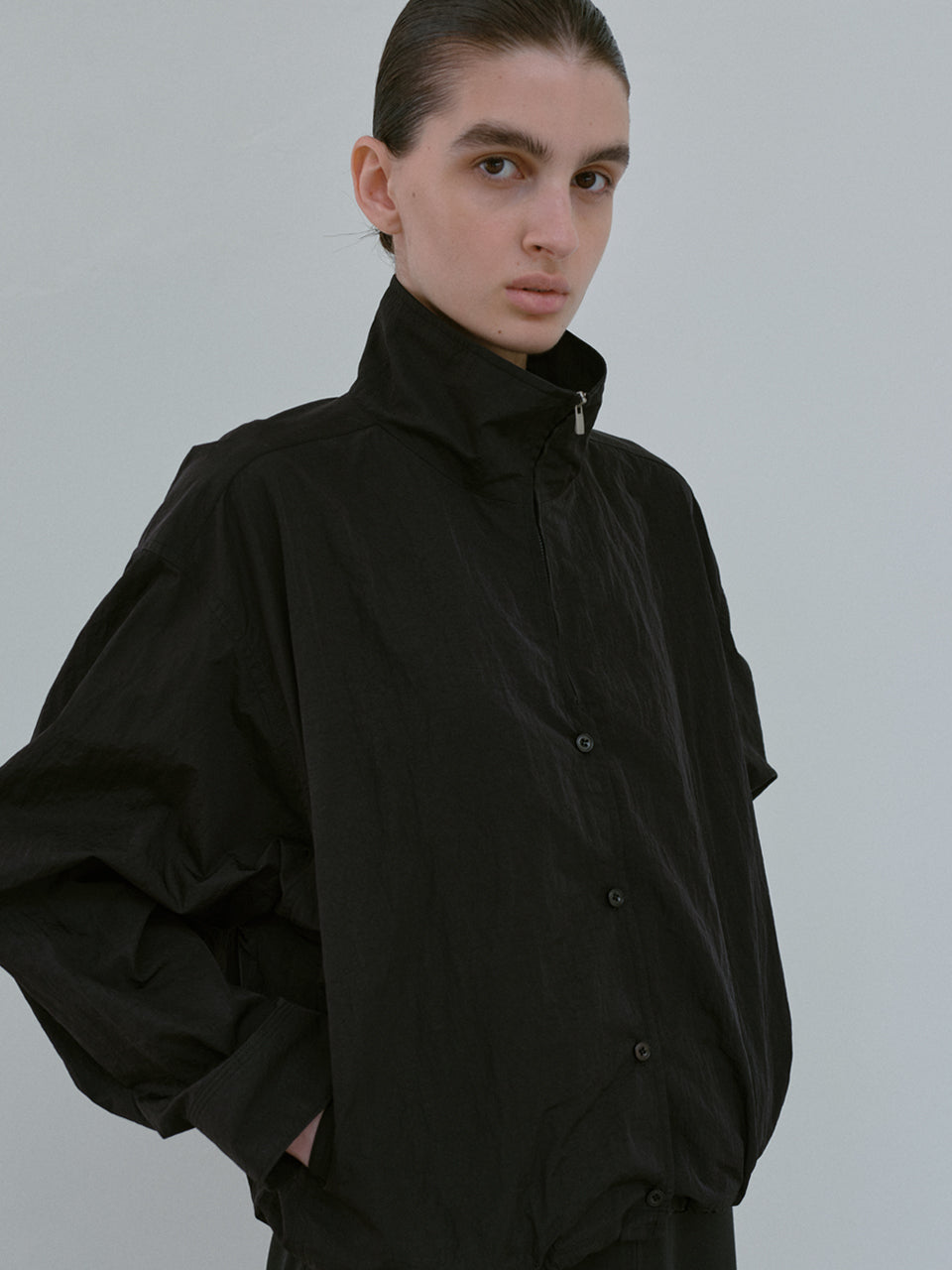 Zip-up Shirt (Black)